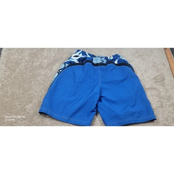 Speedo Swim Trunks Board Shorts w/ Liner Mens Med Black Blue Waves‎ Swimsuit - Picture 4 of 6